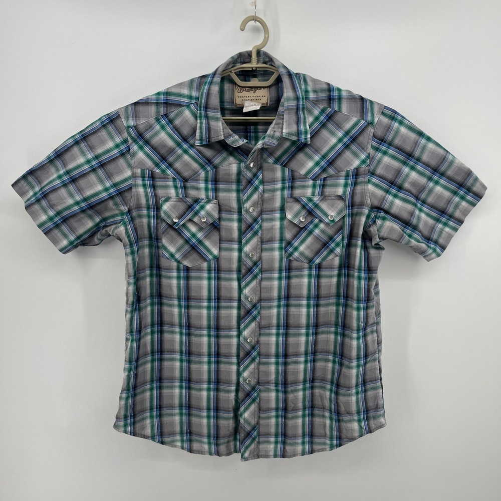 Wrangler Western Fashion Pearl Snap Shirt Mens Size Large Plaid